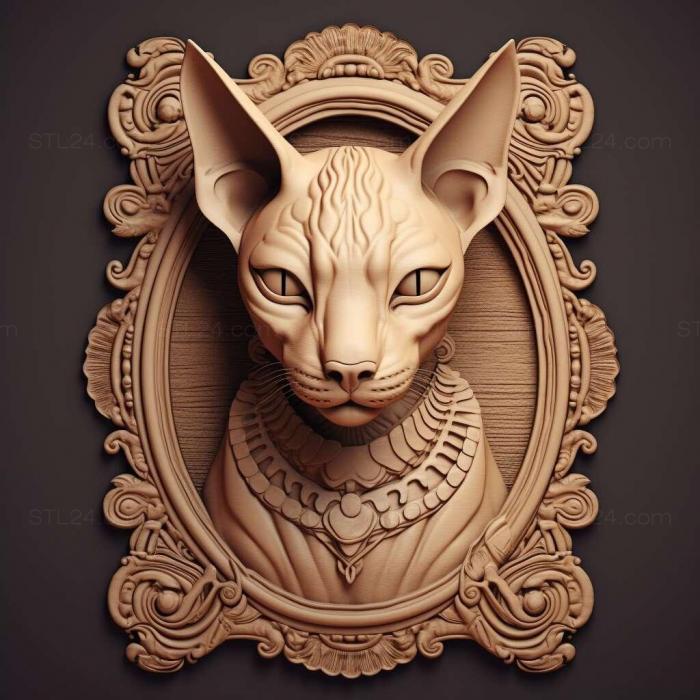 Nature and animals (Sphynx cat 3, NATURE_5159) 3D models for cnc
